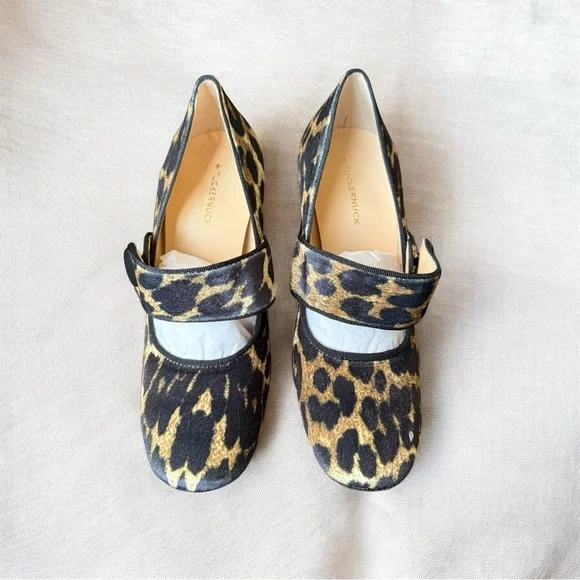 New in Box TUCKERNUCK Ellie Velvet Leopard Print Block Heel Women's Shoes Size 8 - Picture 2 of 7